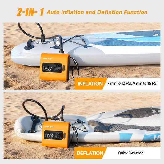 AIRSPIRIT Electric SUP Pump 22psi High Pressure Paddle Board Pump Intelligent Dual Stage Fast Inflate And Deflate
