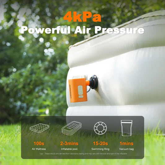 Airspirit Air Pump For Inflatables with 6 Nozzles, 4 Kpa Quick Fill, Mini Electric Air Pump for Air Mattress Sleeping Pad - Airspirit