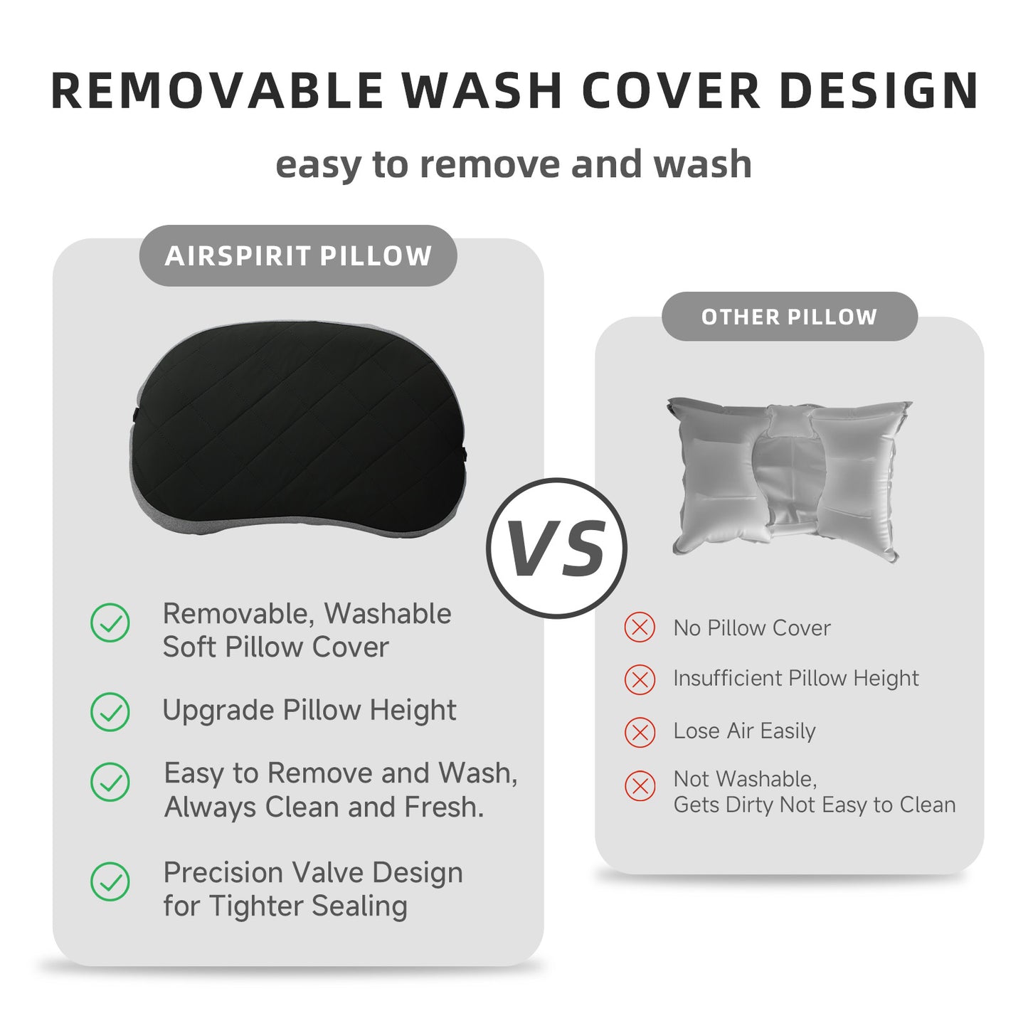 Inflatable Camping Pillow Ultralight Adjustable Firmness, TPU Travel Pillow for Neck & Lumbar Support