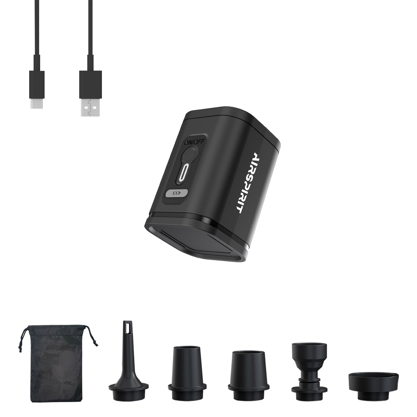 AIRSPIRIT Mini Air Mattress Pump Electric Air Pump for Inflatables With 6 Universal Nozzles Fast Inflate/Deflate