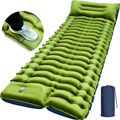 Self-Inflating Camping Air Mattress ，Compact Ultralight Sleeping Pad With Built-in Foot Pump