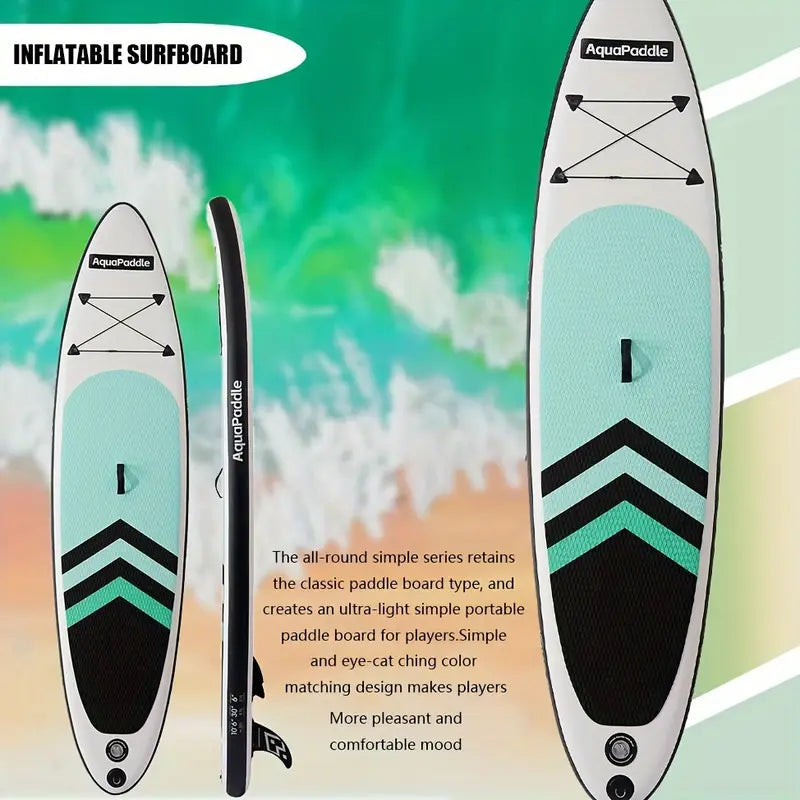 Premium  Inflatable Stand-Up Surfboard Kit with High-Pressure Pump, Adjustable Aluminum Alloy Paddle, Safety Leash, Fin Box &