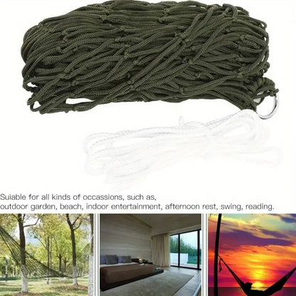 1pc Outdoor Hanging Hammock, Thicken Nylon Fabric Multi-Functional Hammock Outdoor Hammock Simple Nylon Net