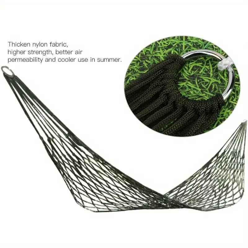 1pc Outdoor Hanging Hammock, Thicken Nylon Fabric Multi-Functional Hammock Outdoor Hammock Simple Nylon Net