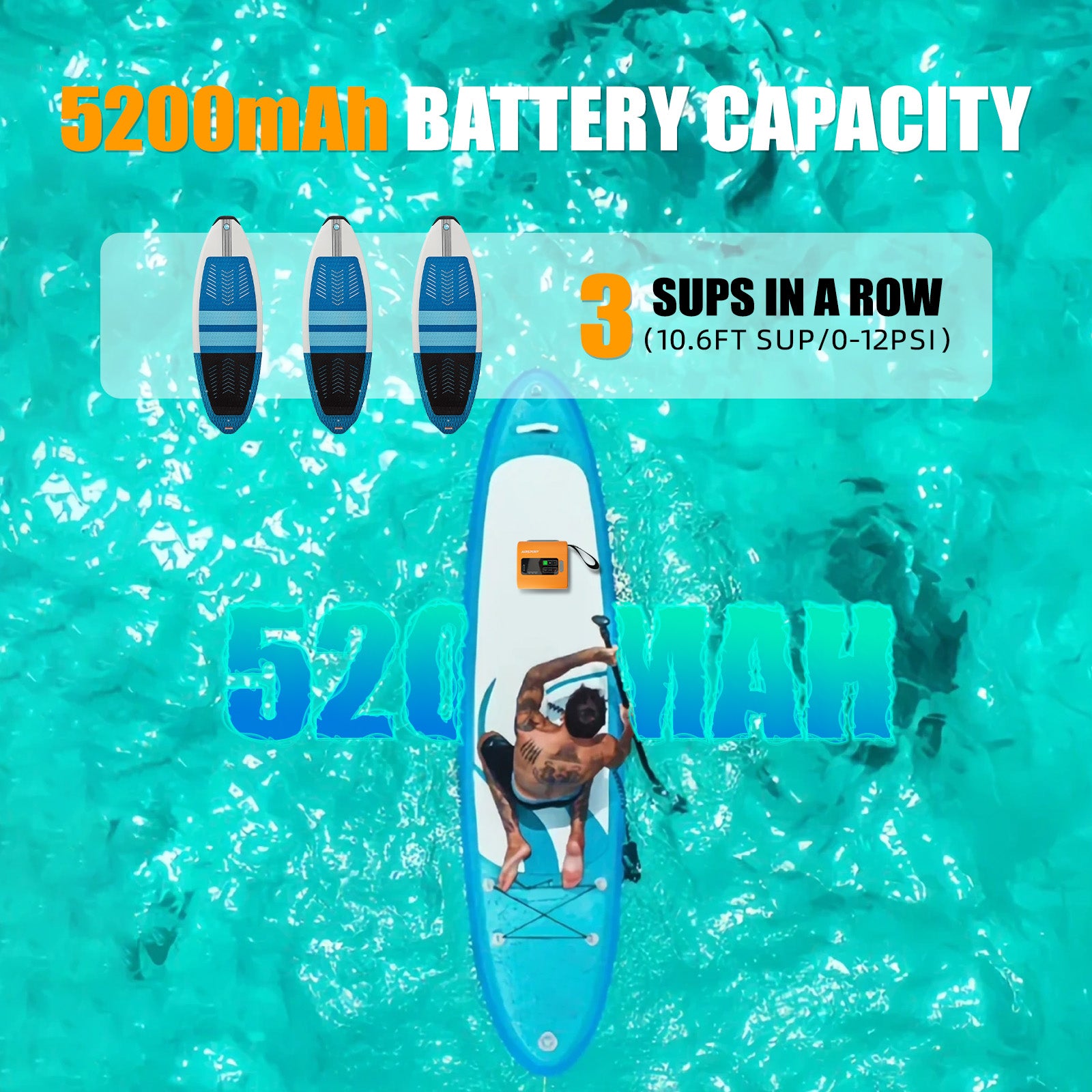 AIRSPIRIT High Pressure Paddle Board Pump Electric SUP Air Pump Intelligent Dual Stage Fast Inflate And Deflate