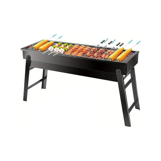 1pc Portable Stainless Steel Folding Grill with Tool Rack - Outdoor Patio Barbecue for Camping,