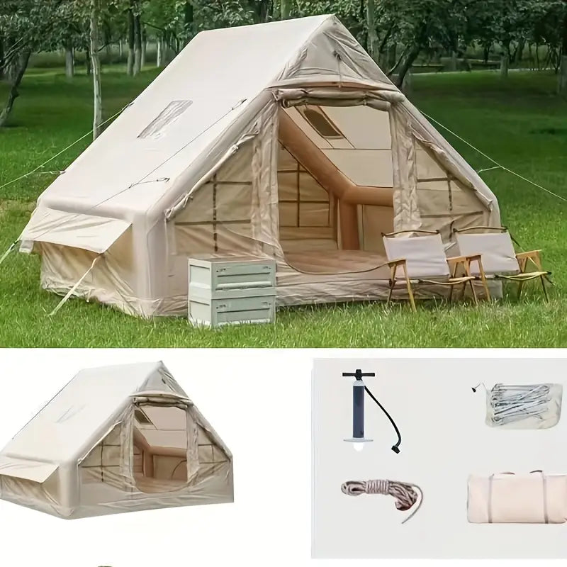 Easy Setup Inflatable Camping Tent - Waterproof & Windproof, Perfect for 4-6 People, Ideal for Hiking, Fishing & Outdoor