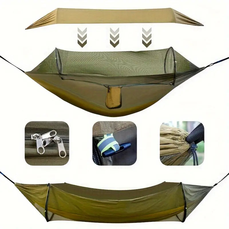 3-in-1 Waterproof Camping Hammock with Mosquito Net & Sunshade - Lightweight, Durable Nylon for Outdoor Travel & Park