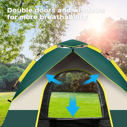 3-4 People Fully Automatic Quick Opening Camping Tent, Dual Doors And Windows For Superior Ventilation