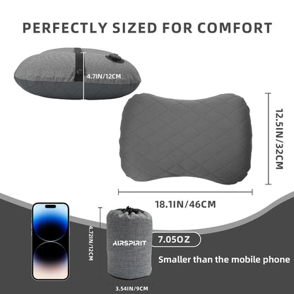 Inflatable Camping Pillow with Removable Washable Cover TPU Travel Pillow for Neck Lumbar Support Backpacking Pillow - Airspirit