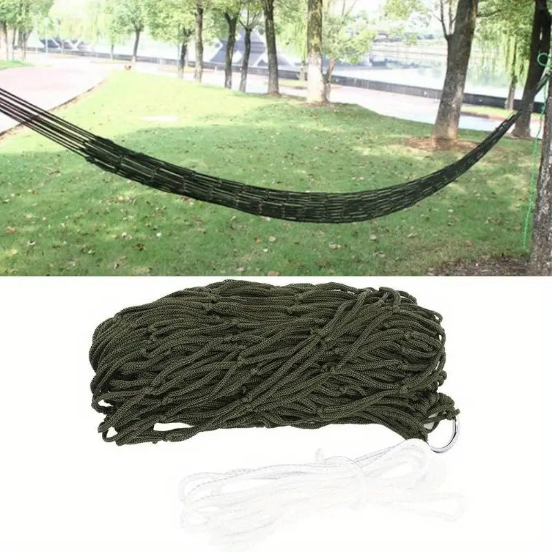 1pc Outdoor Hanging Hammock, Thicken Nylon Fabric Multi-Functional Hammock Outdoor Hammock Simple Nylon Net