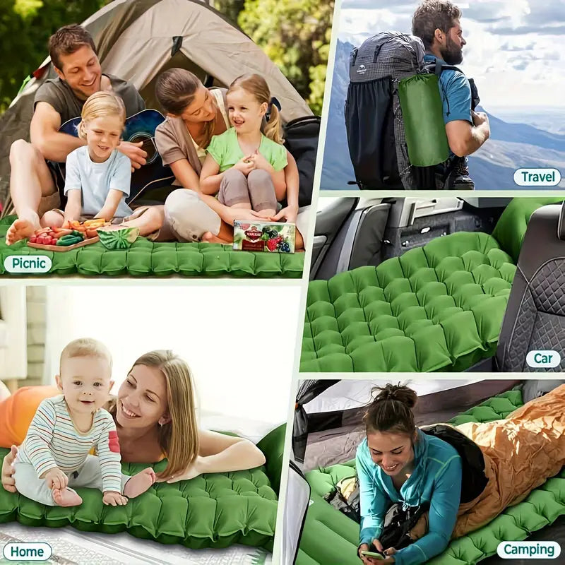 Self-Inflating Camping Air Mattress ，Compact Ultralight Sleeping Pad With Built-in Foot Pump