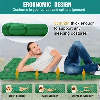 Lightweight Inflatable Mattress with Pillow for Comfortable Hiking and Camping Sleep