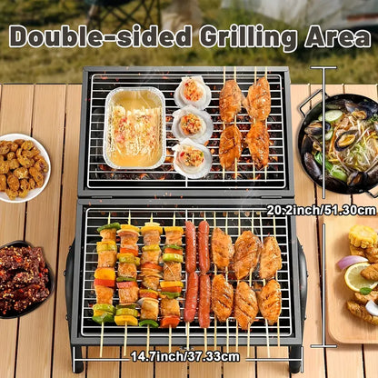 Charcoal Grill Outdoor Stove: BBQ Easy To Take Two Side Carbon Griller