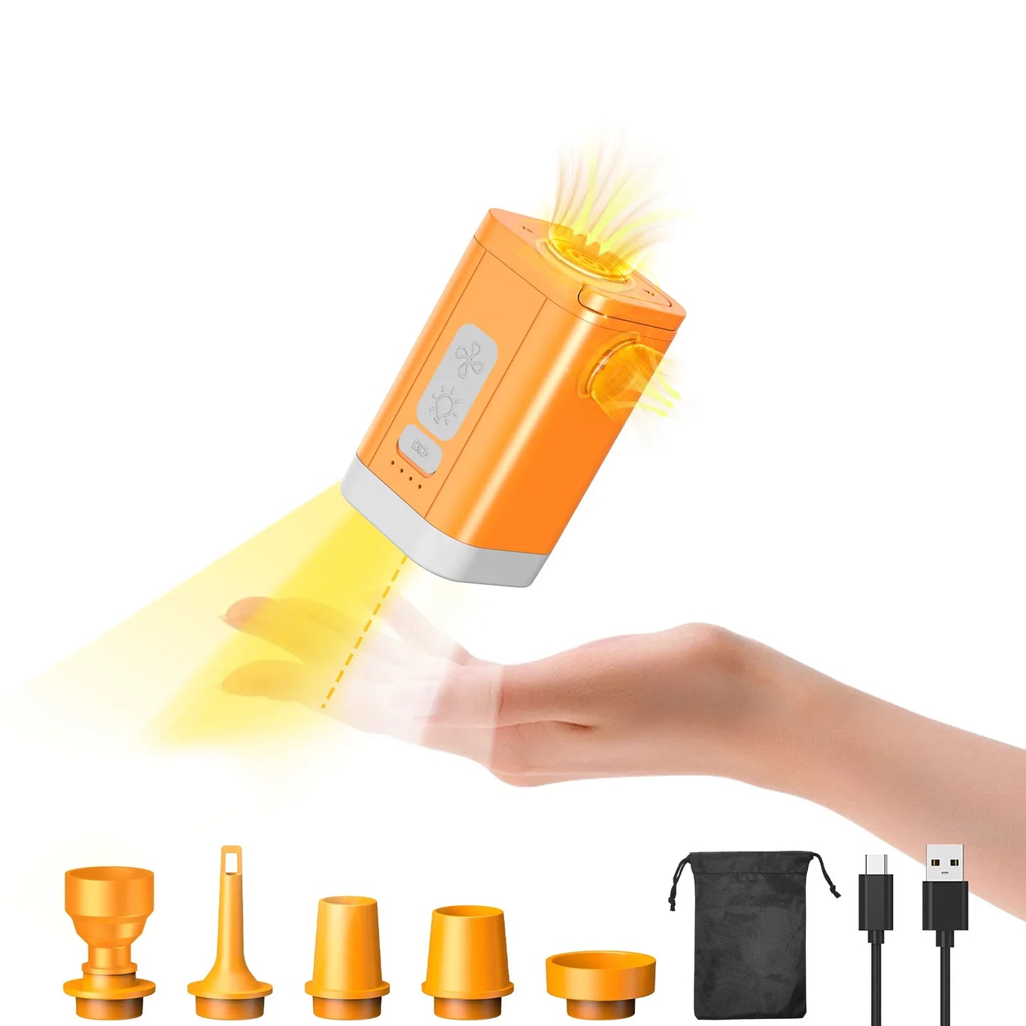 Airspirit Mini Air Pump For Inflatables With Camping Light and 6 Nozzles, 6Kpa Quick Fill, 220L/min Air Flow - Airspirit