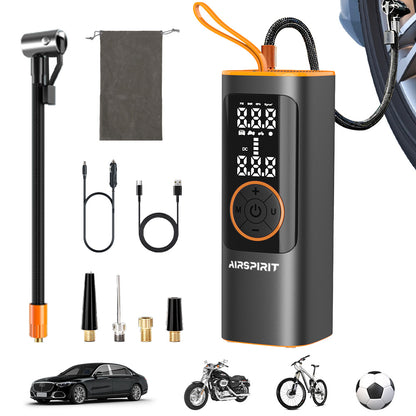 AIRSPIRIT Portable Tire Inflator 150PSI 5X Fast Inflation and Auto Shutoff Function Car Tire Air Pump for Cars Motorcycles Bikes Balls