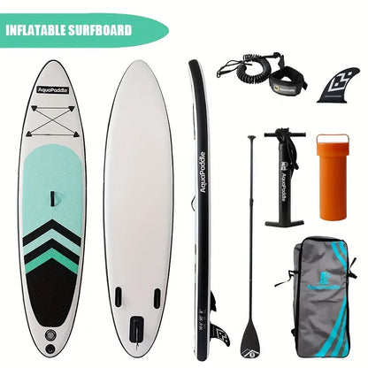 Premium  Inflatable Stand-Up Surfboard Kit with High-Pressure Pump, Adjustable Aluminum Alloy Paddle, Safety Leash, Fin Box &