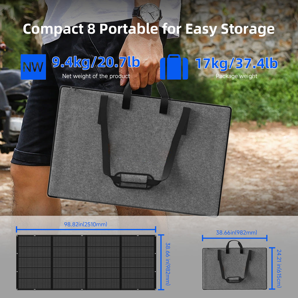 AIRSPIRIT 400W Foldable Solar Panel Waterproof IP67 Portable Solar Panel For RV Camping Blackout