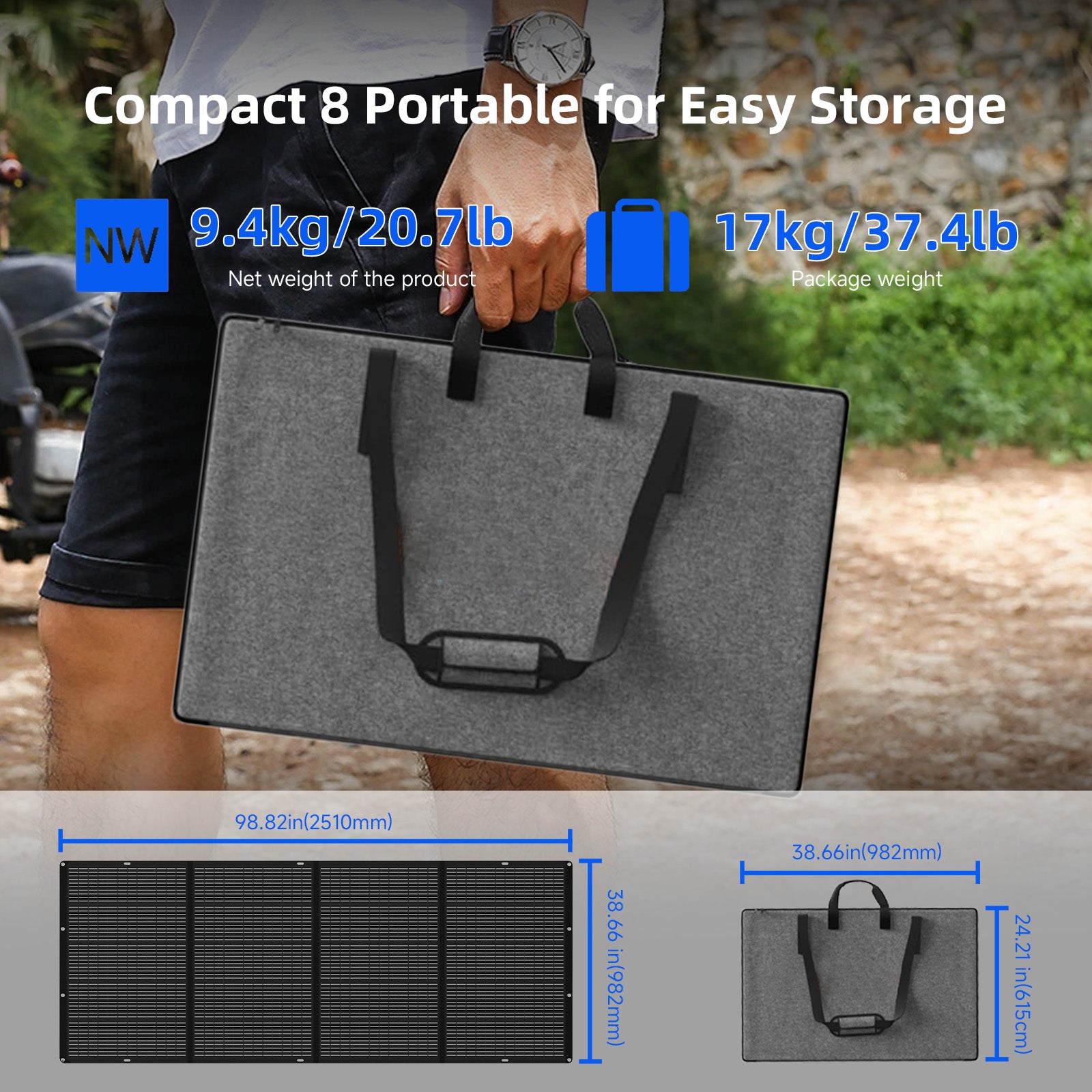 AIRSPIRIT 400W Foldable Solar Panel Waterproof IP67 Portable Solar Panel For RV Camping Blackout