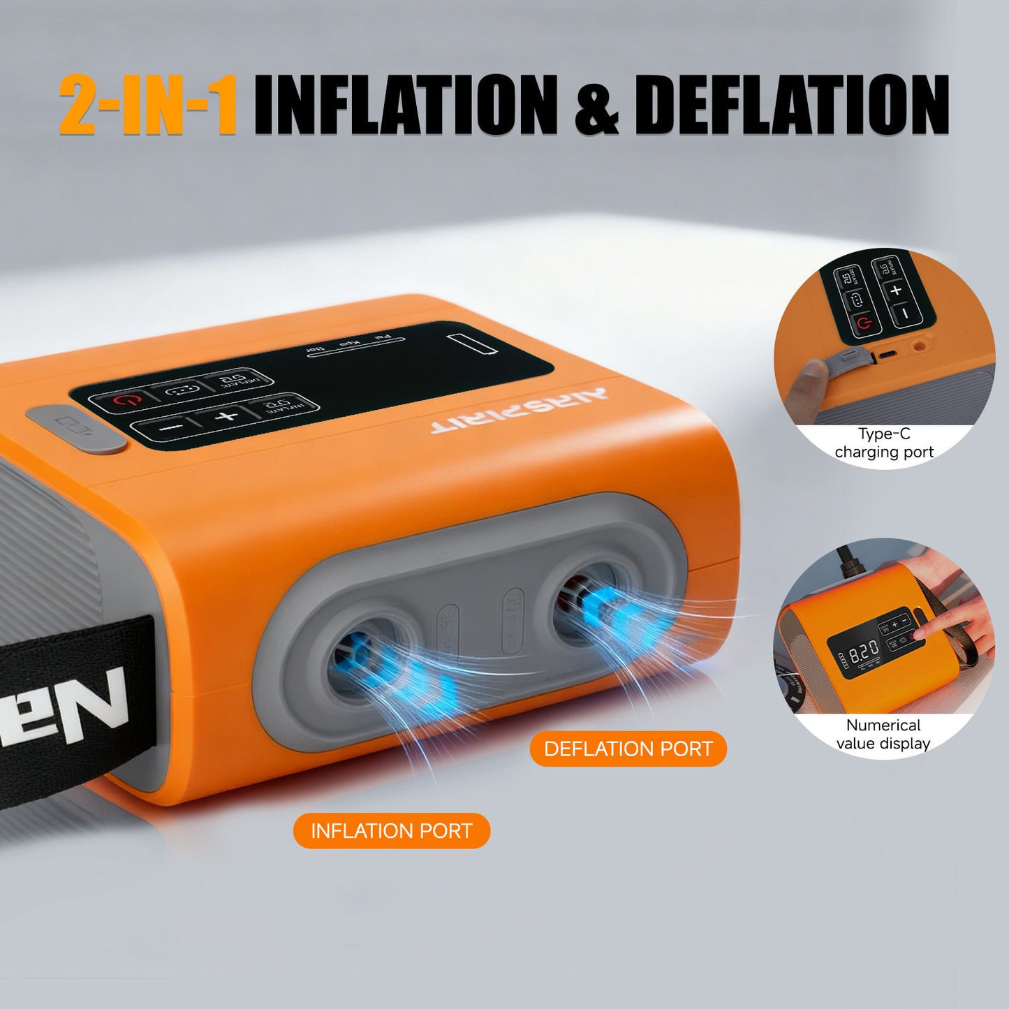 AIRSPIRIT Electric SUP Pump 22psi High Pressure Paddle Board Pump Intelligent Dual Stage Fast Inflate And Deflate