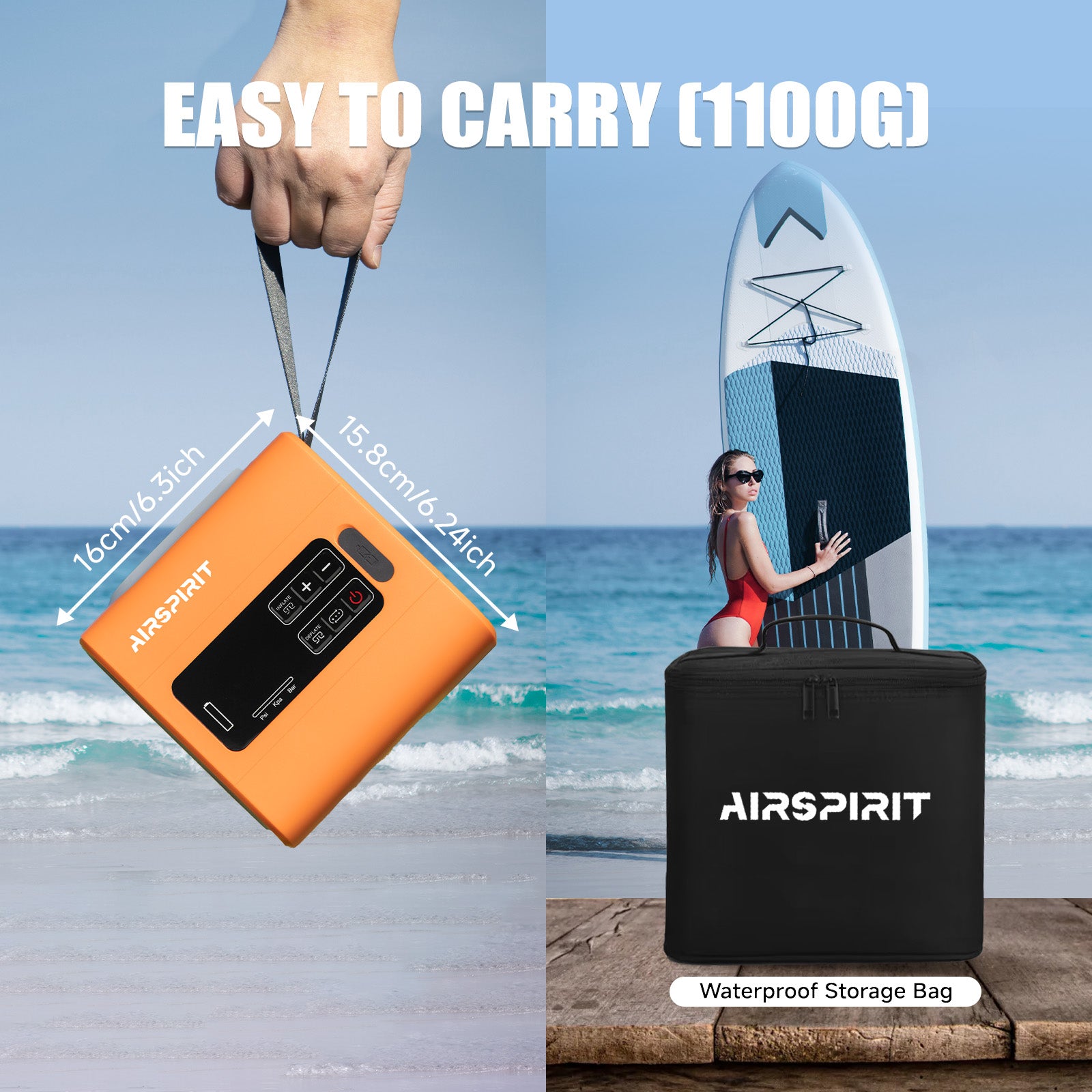 AIRSPIRIT 22psi SUP Pump Fast Electric Paddle Board Pump With 400L