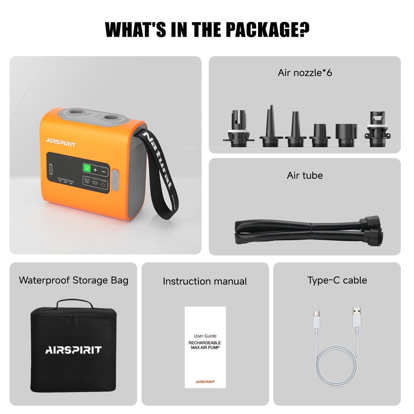 AIRSPIRIT Electric SUP Pump 22psi High Pressure Paddle Board Pump Intelligent Dual Stage Fast Inflate And Deflate