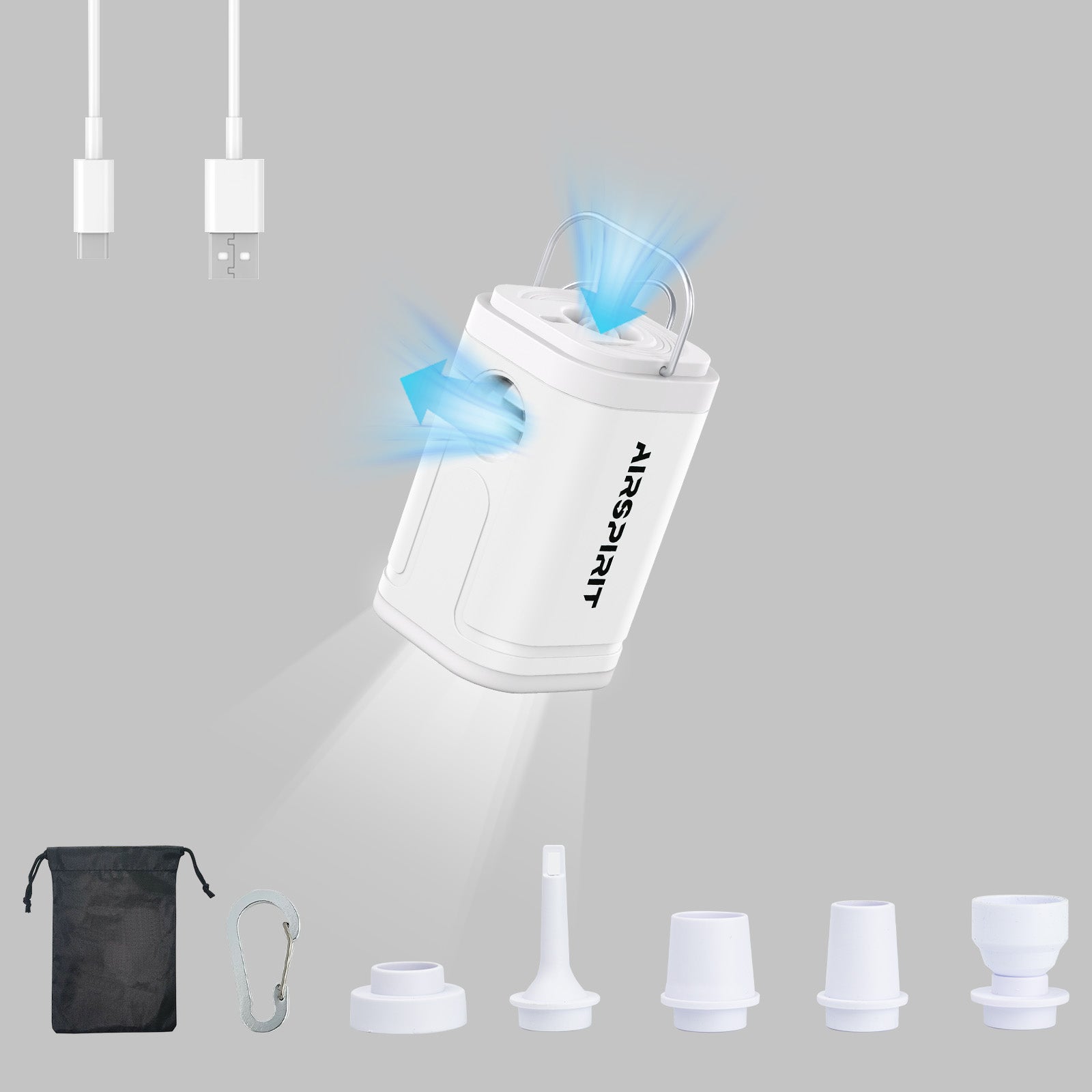 mini air pump with light white