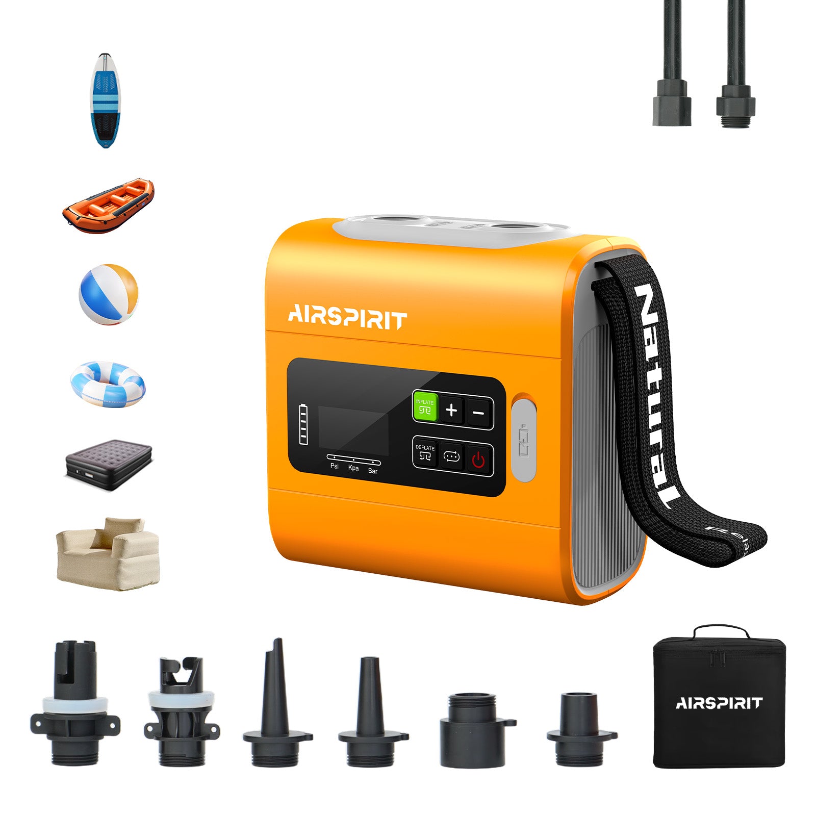 AIRSPIRIT High Pressure Paddle Board Pump Electric SUP Air Pump Intelligent Dual Stage Fast Inflate And Deflate