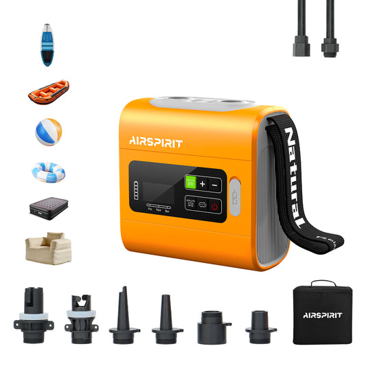 AIRSPIRIT Electric SUP Pump 22psi Rechargeable High Pressure Paddle Board Pump Intelligent Dual Stage Fast Inflate And Deflate