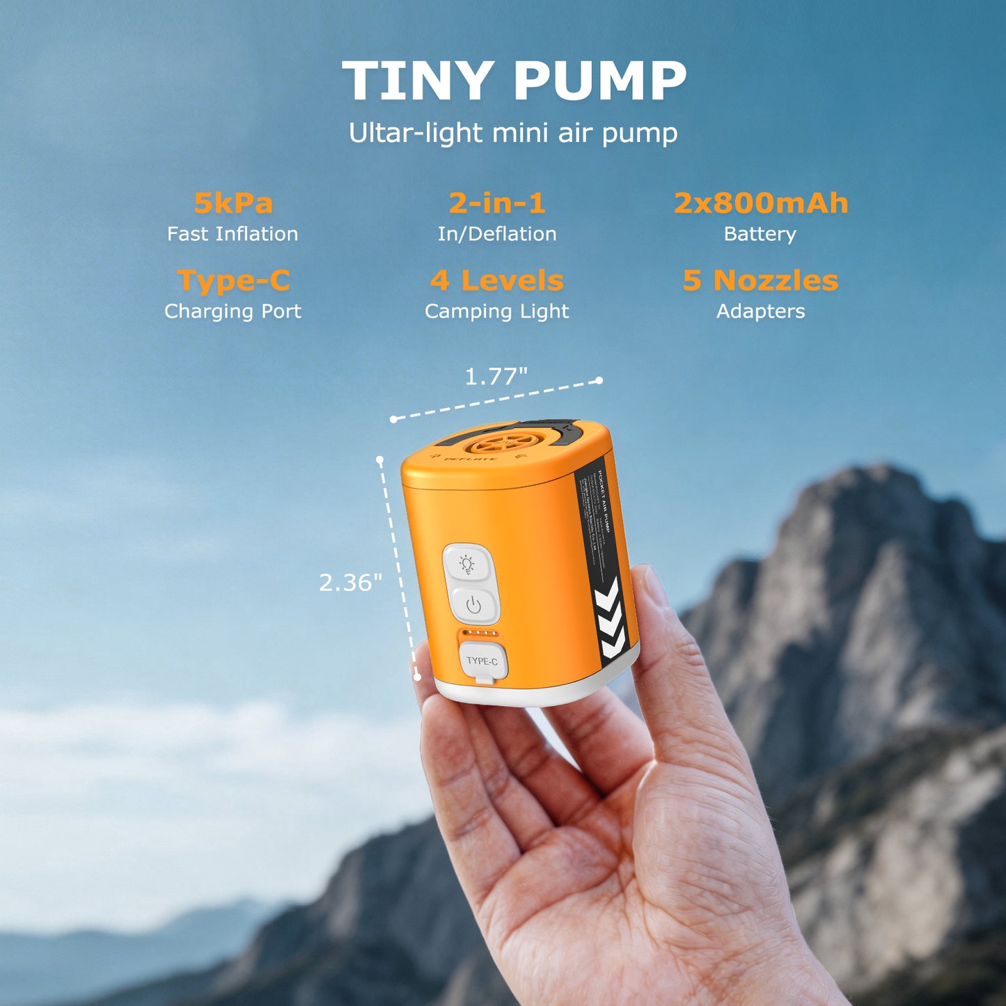 Airspirit 5Kpa Air Pump For Inflatables with 6 Nozzles, Mini Electric Air Pump for Air Mattress Swimming Rings