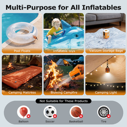 Airspirit 5Kpa Air Pump For Inflatables with 6 Nozzles, Mini Electric Air Pump for Air Mattress Swimming Rings