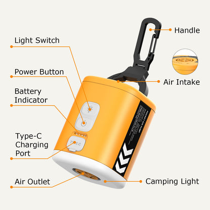 Airspirit 5Kpa Air Pump For Inflatables with 6 Nozzles, Mini Electric Air Pump for Air Mattress Swimming Rings