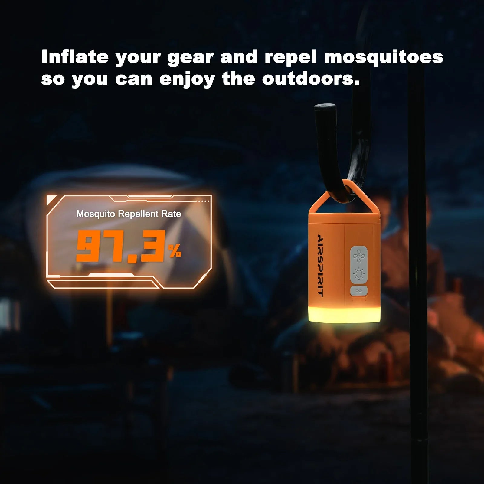 Airspirit Mini Air Pump For Inflatables With Camping Light and 6 Nozzles, 6Kpa Quick Fill, 220L/min Air Flow - Airspirit