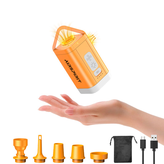 Airspirit Air Pump For Inflatables With 2000mAh & Camping Light, 6Kpa Quick Fill, 220L/min Air Flow, Mini Electric Air Pump for Air Mattress