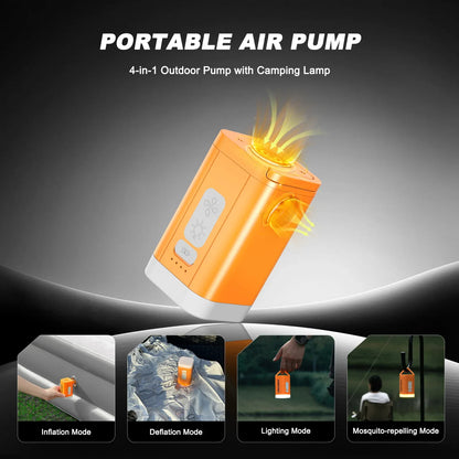 Airspirit Mini Air Pump For Inflatables With Camping Light and 6 Nozzles, 6Kpa Quick Fill, 220L/min Air Flow - Airspirit