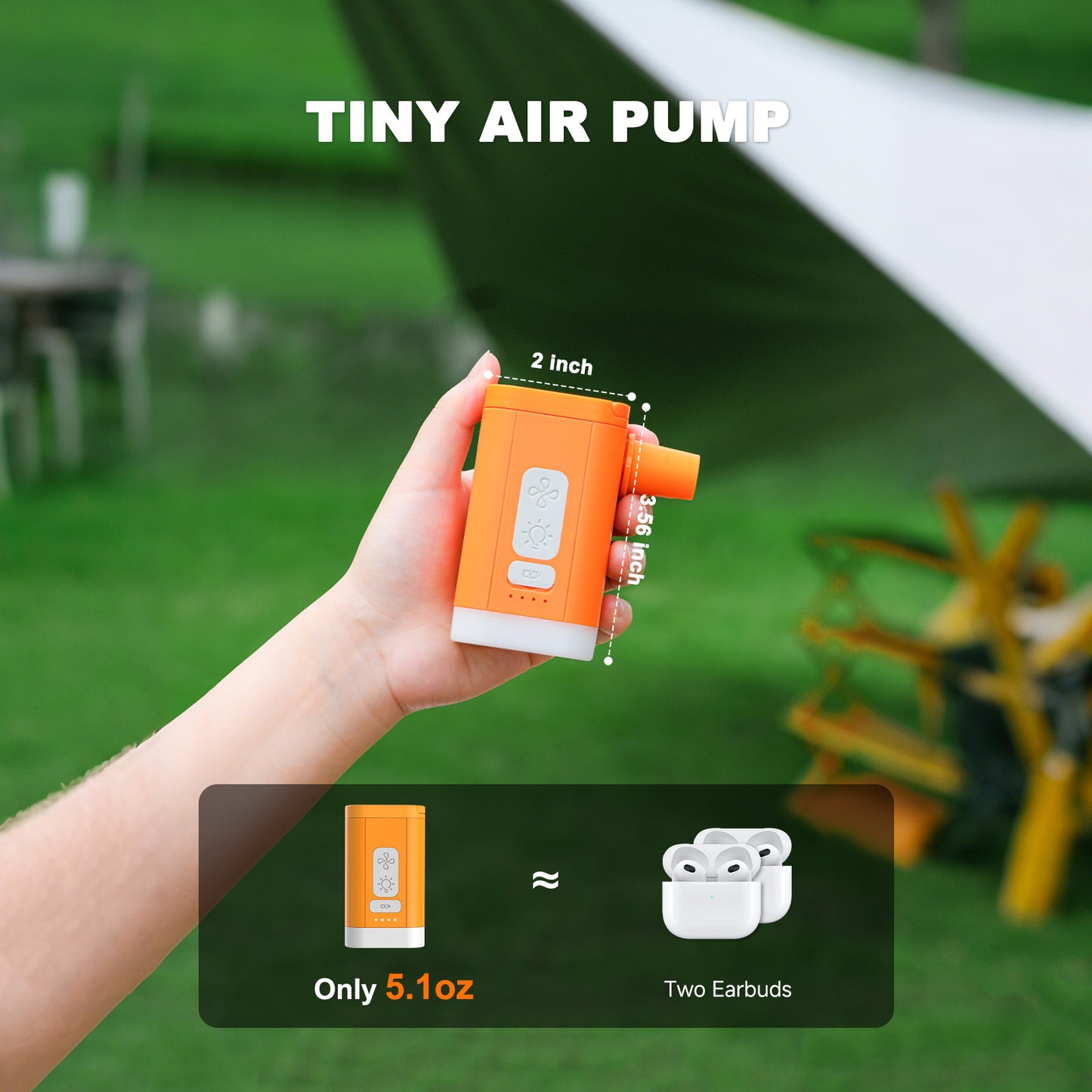 Airspirit Air Pump For Inflatables with Camping Light & 6 Nozzles, 4 Kpa Quick Fill, Mini Electric Air Pump for Air Mattress Sleeping Pad