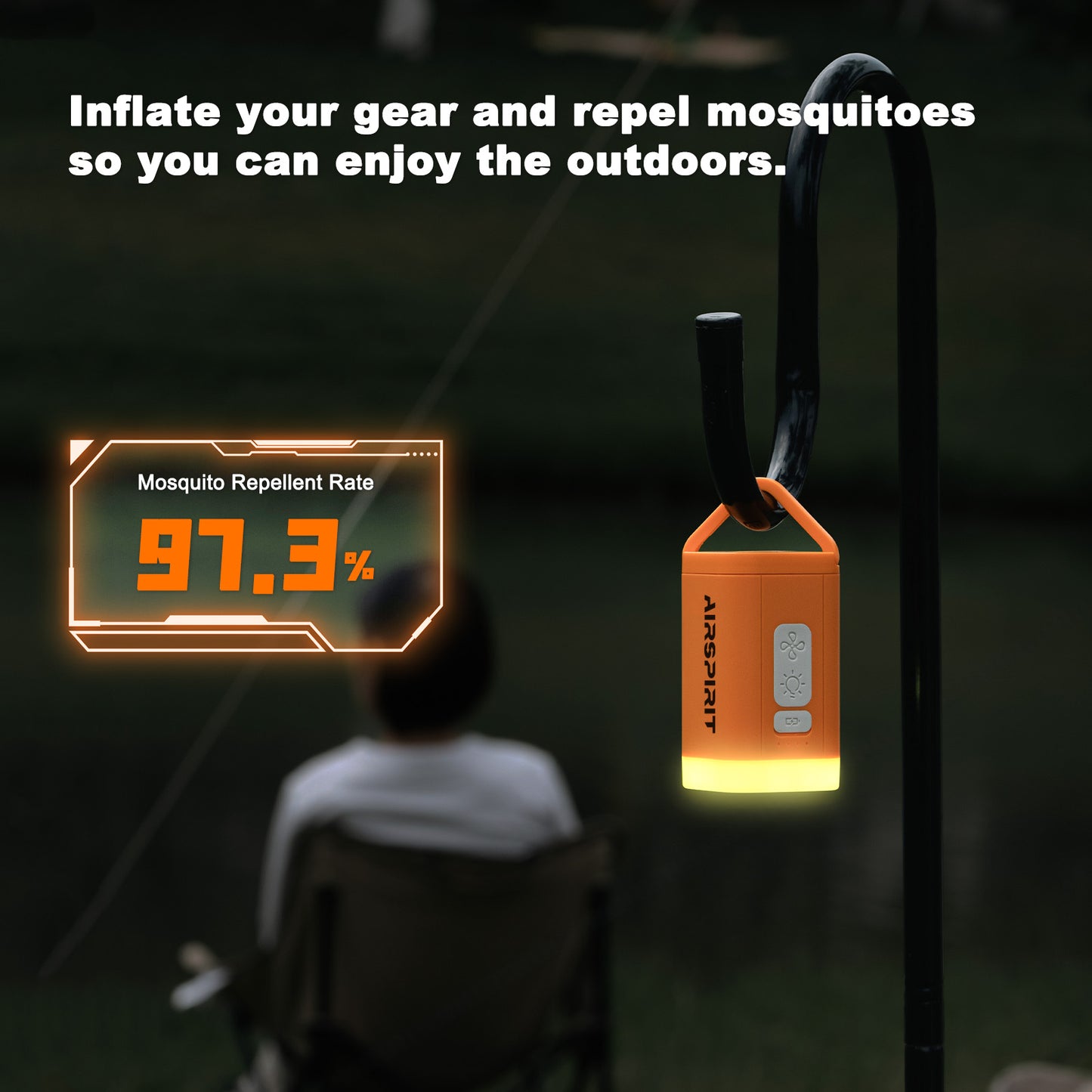 Airspirit Air Pump For Inflatables with Camping Light & 6 Nozzles, 4 Kpa Quick Fill, Mini Electric Air Pump for Air Mattress Sleeping Pad