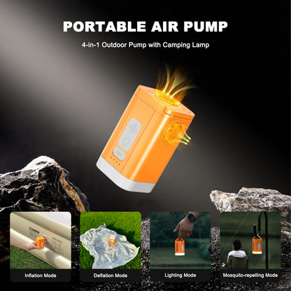 Airspirit Air Pump For Inflatables with Camping Light & 6 Nozzles, 4 Kpa Quick Fill, Mini Electric Air Pump for Air Mattress Sleeping Pad