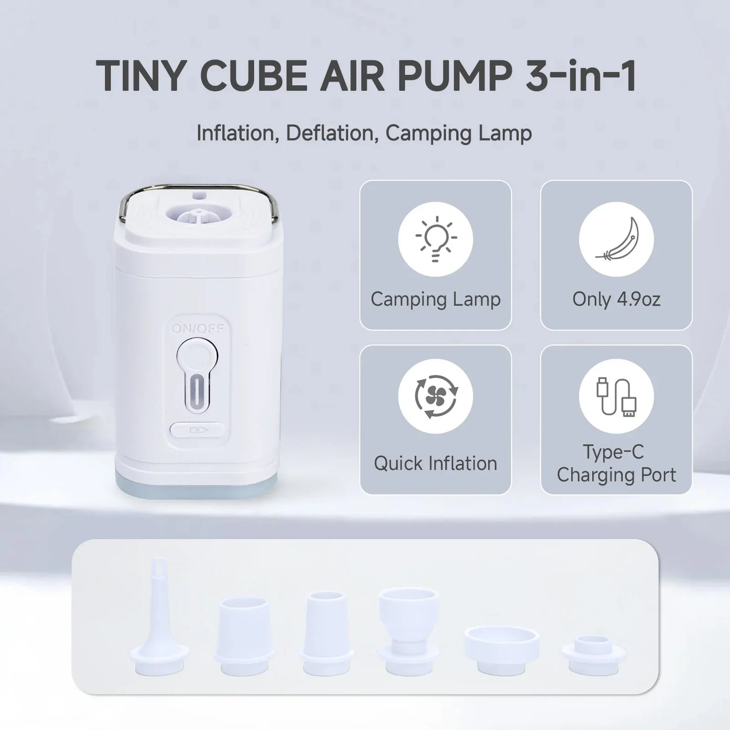 Airspirit Mini Air Pump With 6 Universal Nozzles 2400mAh - Airspirit