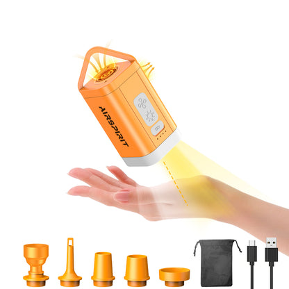 Airspirit Air Pump For Inflatables with Camping Light & 6 Nozzles, 5Kpa Quick Fill, Mini Electric Air Pump for Air Mattress Sleeping Pad
