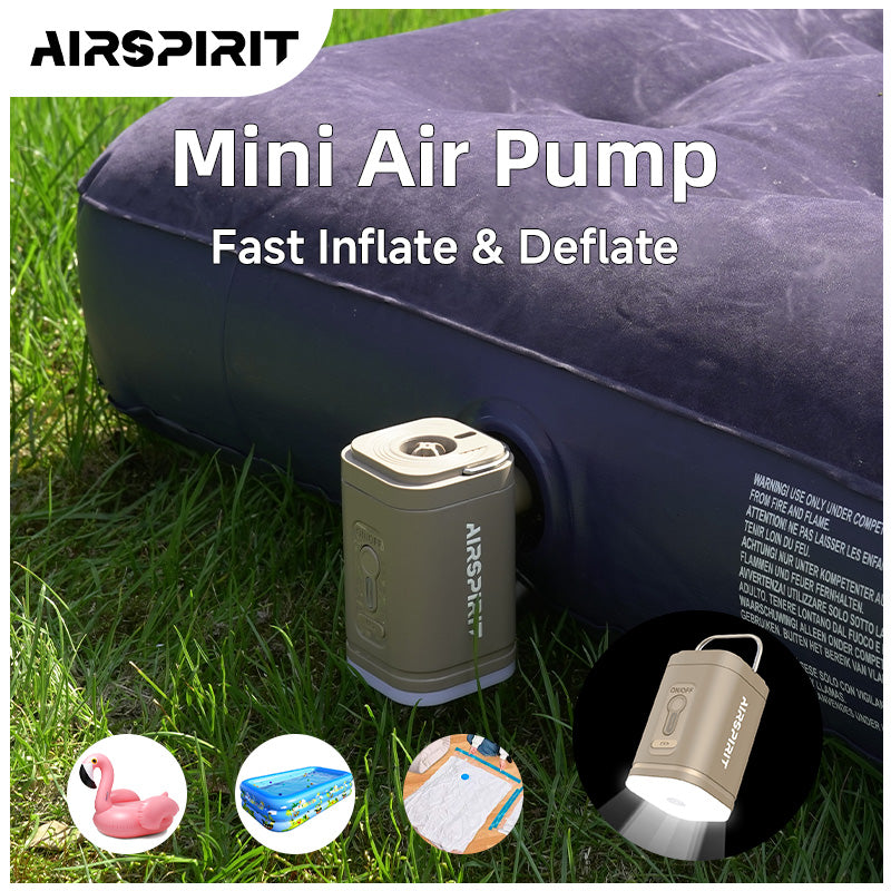 AIRSPIRIT Mini Portable Electric Air Pump for Inflatables-6 Universal Nozzles Fast Inflate/Deflate