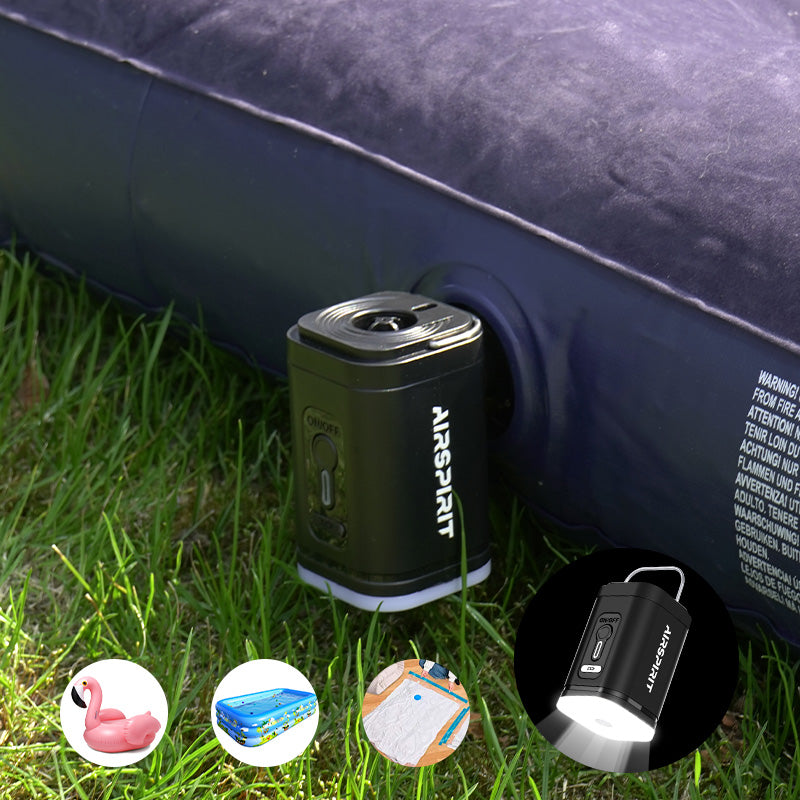 AIRSPIRIT Mini Portable Electric Air Pump with light black