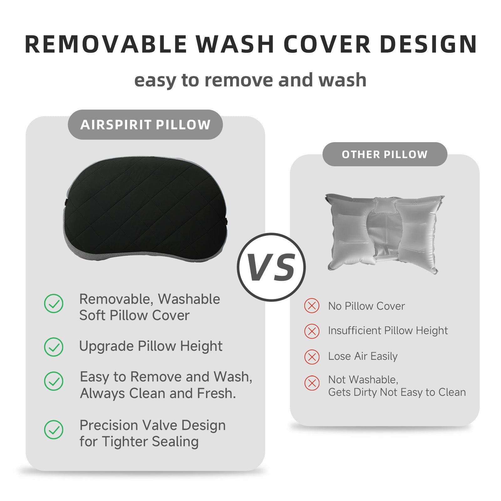 Inflatable Camping Pillow Ultralight Adjustable Firmness, TPU Travel Pillow for Neck & Lumbar Support