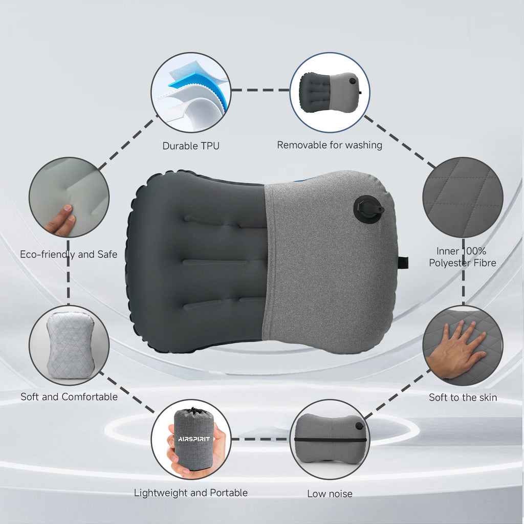 Inflatable Camping Pillow with Removable Washable Cover TPU Travel Pillow 