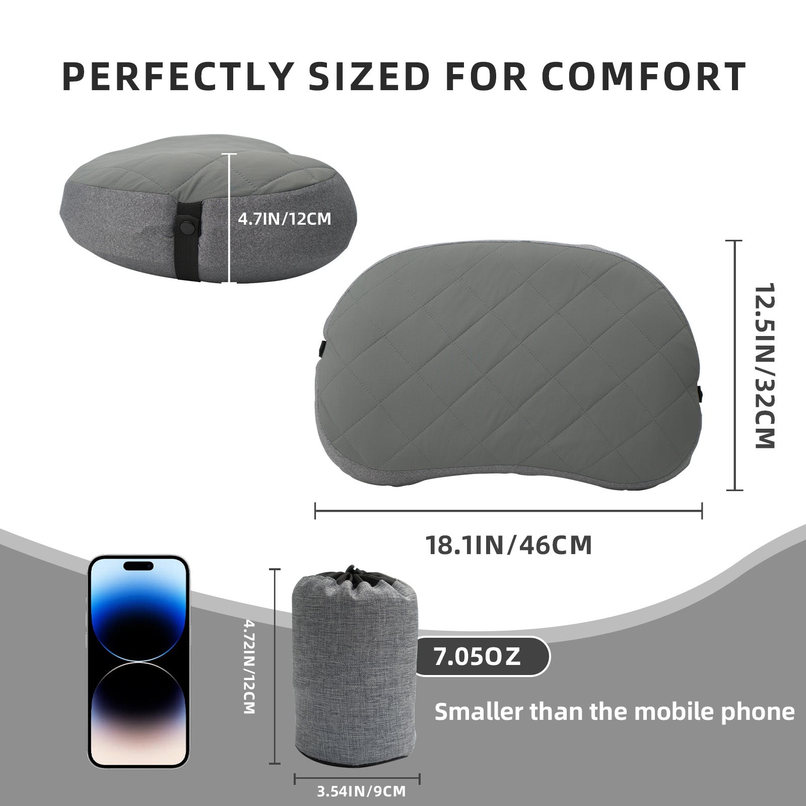 Inflatable Camping Pillow Ultralight Adjustable Firmness, TPU Travel Pillow for Neck & Lumbar Support