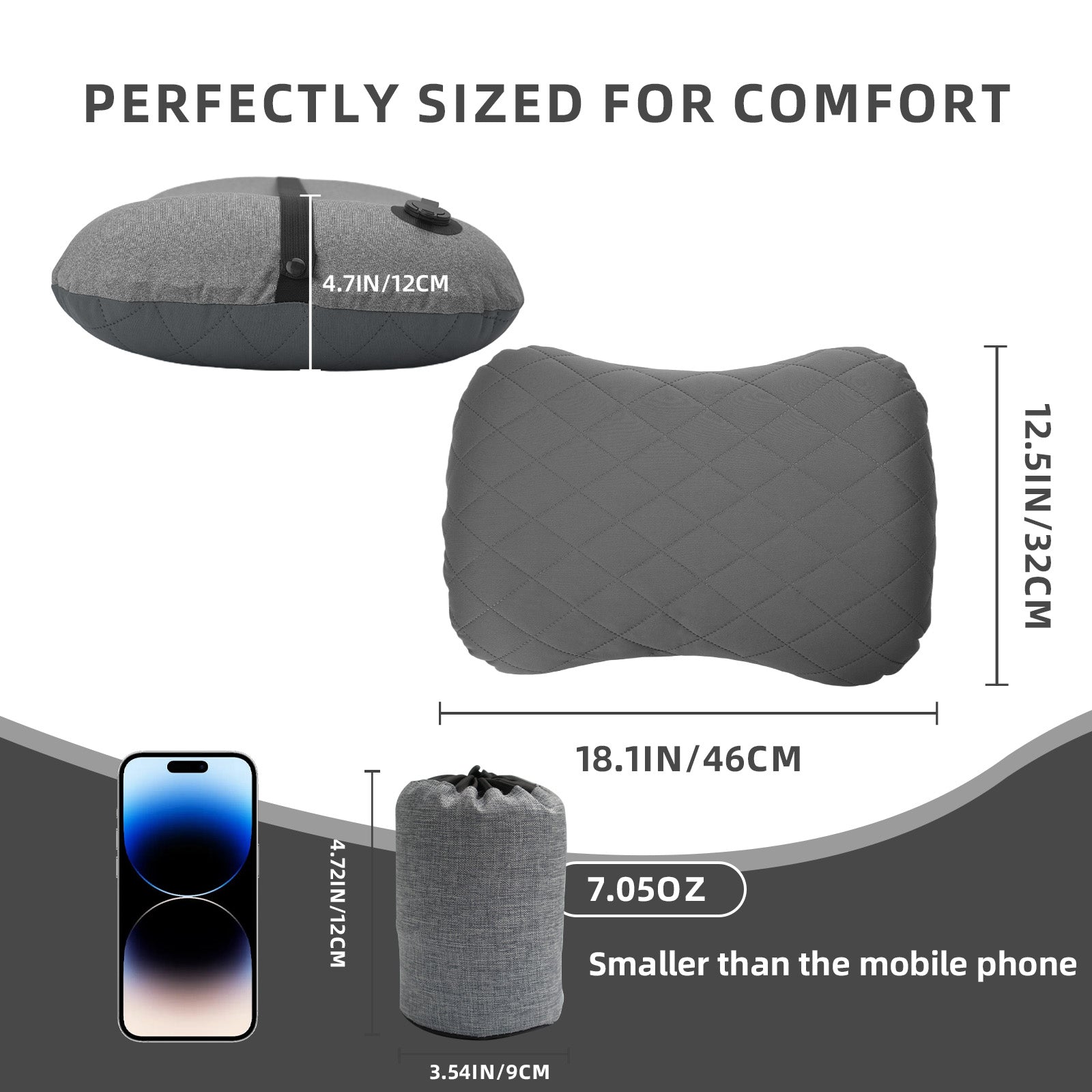 Inflatable Camping Pillow with Removable Washable Cover TPU Travel Pillow for Neck Lumbar Support Backpacking Pillow