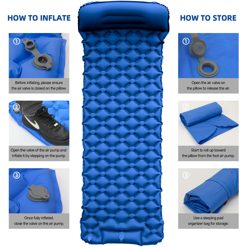 Self-inflated Air Mattress With Pillow for Camping Fast Inflation