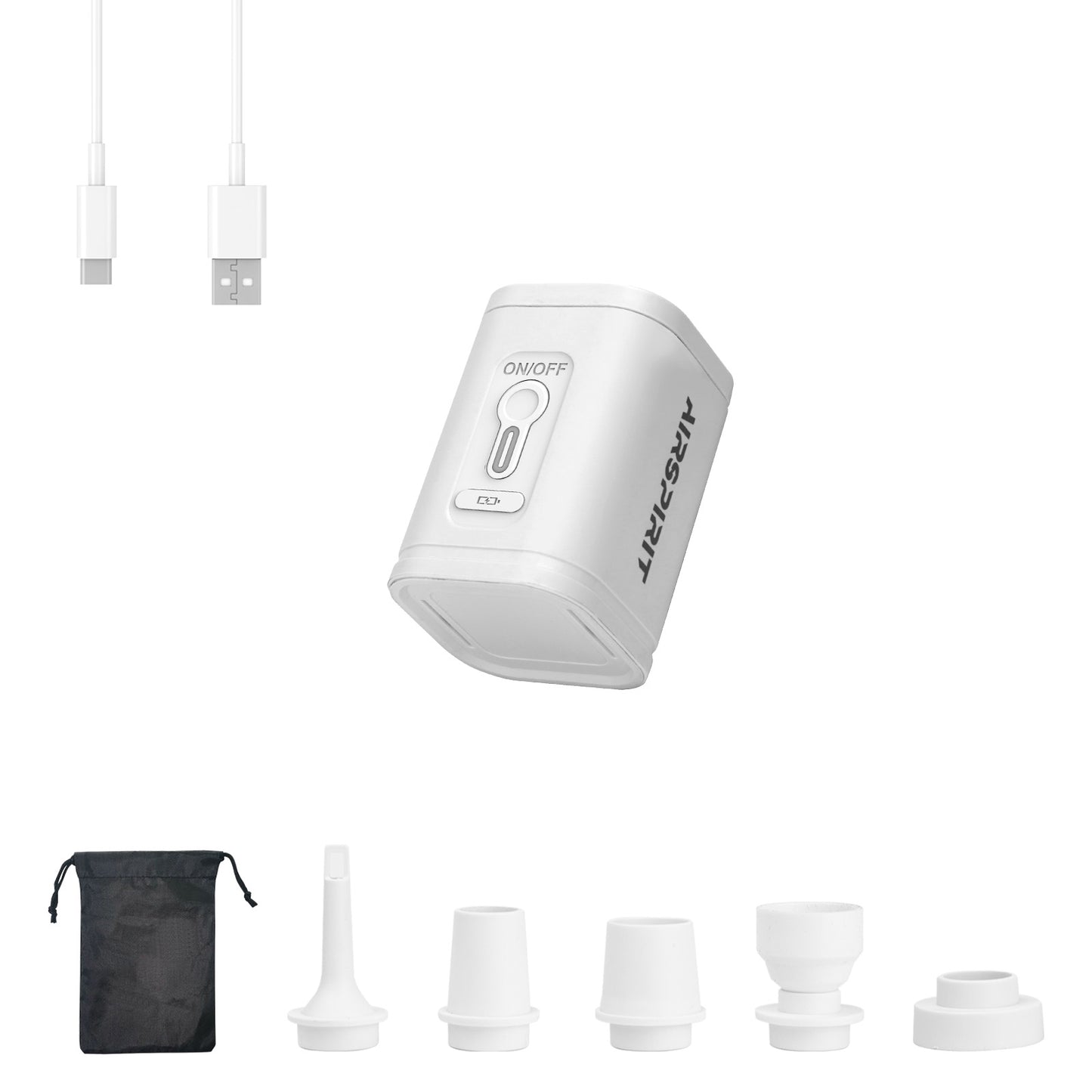 AIRSPIRIT Mini Air Mattress Pump Electric Air Pump for Inflatables With 6 Universal Nozzles Fast Inflate/Deflate