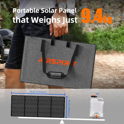 AIRSPIRIT 400W Folding Solar Panel - ETFE Lamination, IP67 Waterproof for Ultimate Stability & All-Weather Performance (-40°F to 176°F)